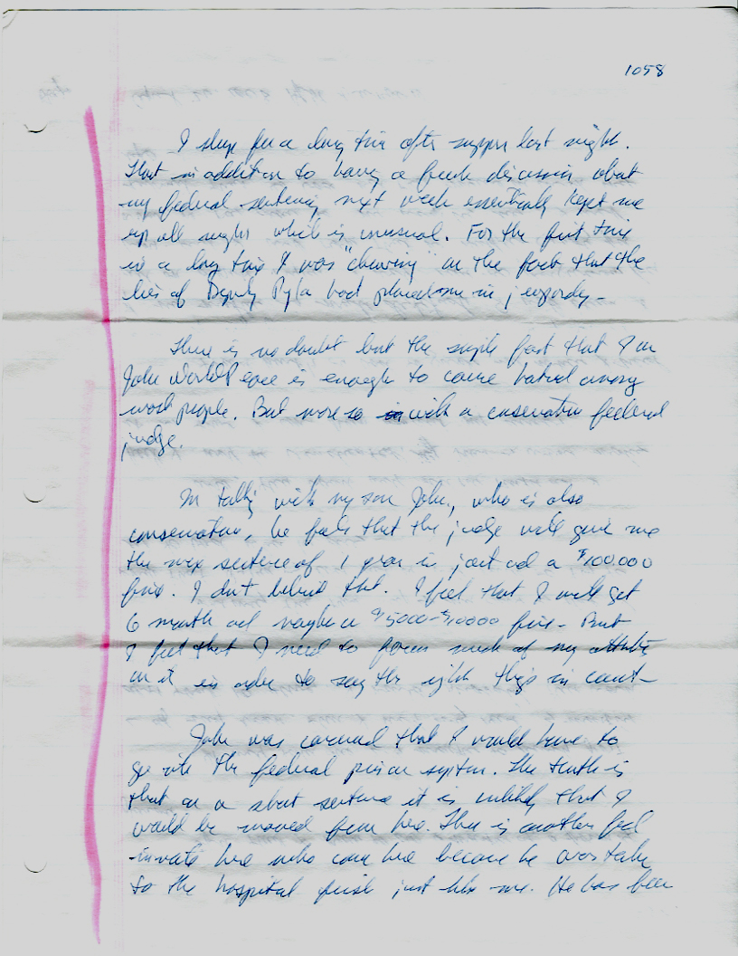 Dr John WorldPeace 2008 Prison Journal